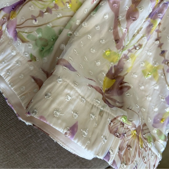 Alexis Pheobe Floral Embroidered Mini Skirt - Cream and Purple RARE HTF - Picture 11 of 16